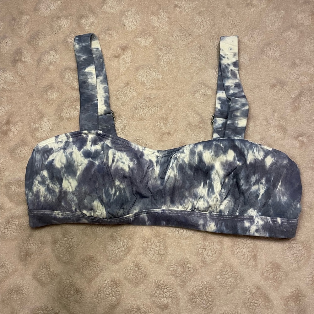 Athleta Navy & White Tie-Dye Bikini Top